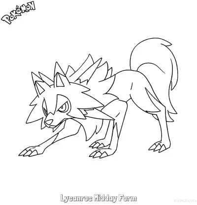Free printable Lycanroc Midday Form Coloring Page - Free Printable Pokemon Coloring Sheets coloring page